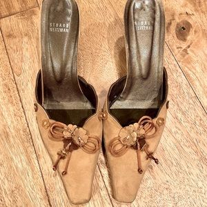 Stuart Weirzman Tan Suede Mules
